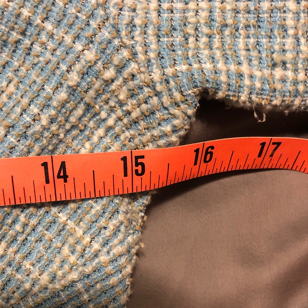 Jackie O style tweed 3/4 sleeve blue dress not sure of year - Picture 2 of 9